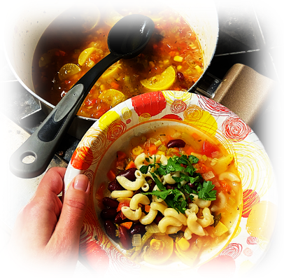 Vegetable soup in a bowl