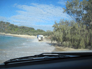 view through windshield of ute