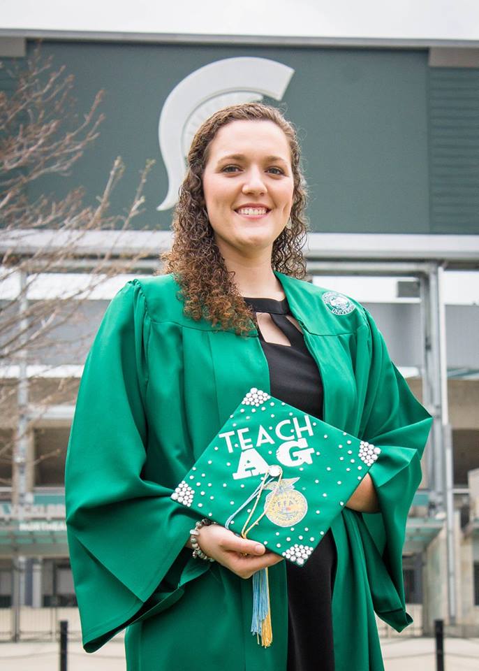 Katelyn Kelley in her graduation cap and gown