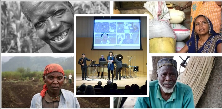 African Faces Collage Surrounding a picture of the musical event for the falling tree collaborative of April 8, 2023.