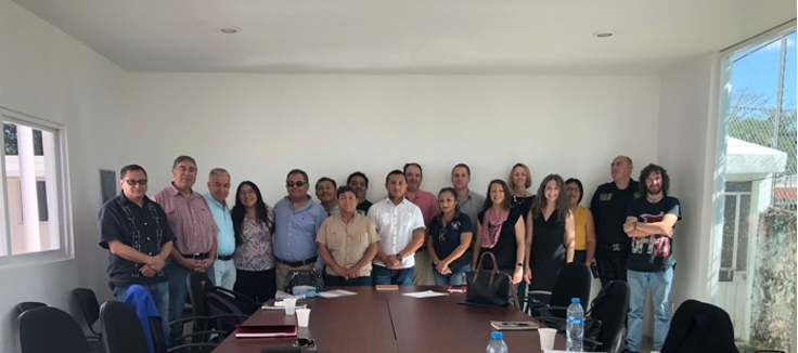 Abigail Bennett and Meredith Gore with Mexican Officials meeting about sea cucumber poaching