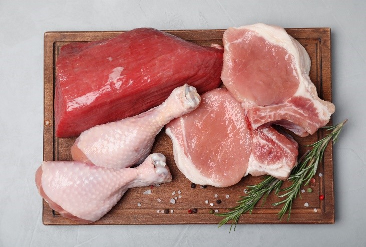 Raw meat on a cutting board