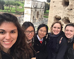 Landscape architecture students at the Arch de Triumph in Paris, France.