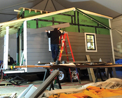 In true landscape architecture fashion, an all-night workcrew to get the interior and exterior wall coverings installed for the ribbon cutting.