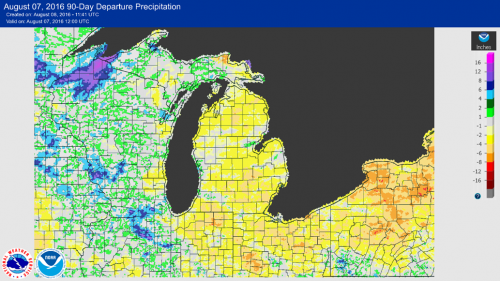 map of michigan drought 2016