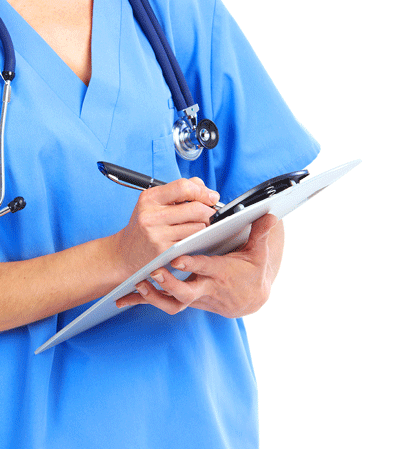 Doctor holding clipboard