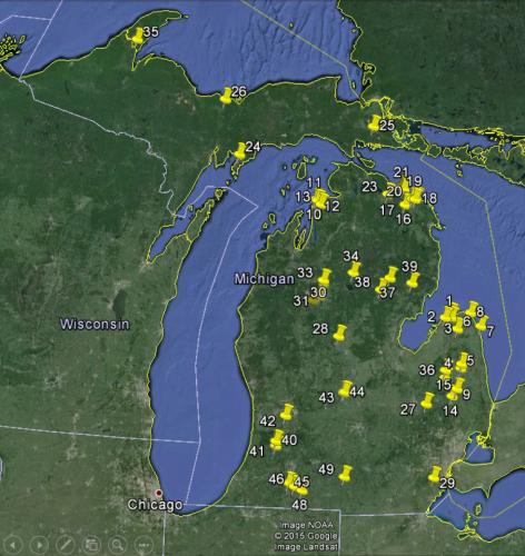 Locations of alfalfa tissue samples