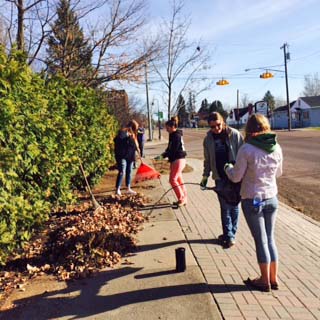 Chassell spring garden cleanup. Photo by Phyllis Johnson.