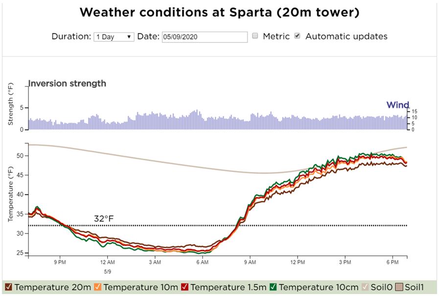 Five-minute mean air and soil temperatures 